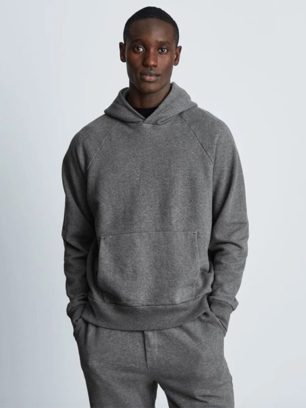 EVERLANE Track Hoodie in Dark Heather Grey - Picture 2 of 8